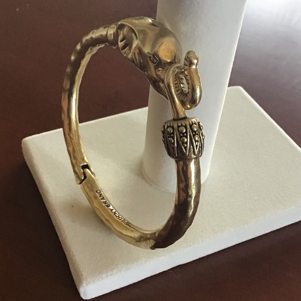 Lucky brand hammered brass elephant bracelet